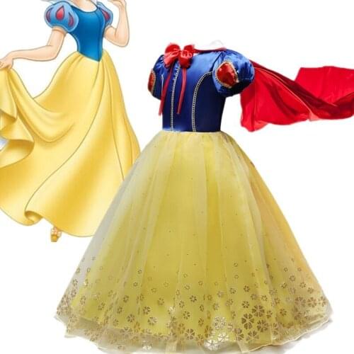Fancy Snow White Princess Dress Christmas Costume Halloween Cosplay Dress up Baby Girl Clothes Birthday Party Kids tutu Dress