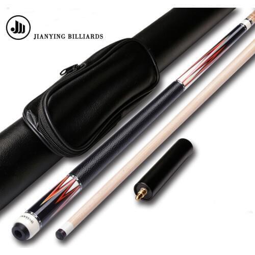 2019 New Jianying 8 Pieces Wood Laminated Technology Shaft Pool Cue Stick 12.75mm with Extension Pool Cue Case Set 3 Colors