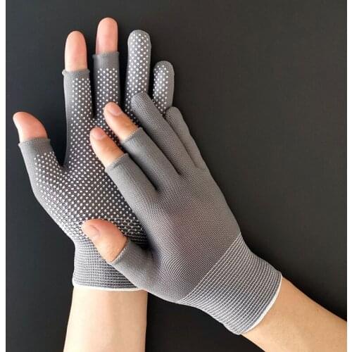 One Pair Anti-Slip Fishing Gloves Spring Summer Ice Cool Breathable Sunscreen Antiskid Open/Half Fingers Cycling Sport Gloves