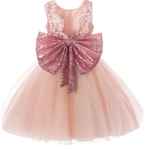 1-5Y girls party dresses v-back big bow baby vestidos lace girls tutu birthday dress Christmas girls carnival princess costumes