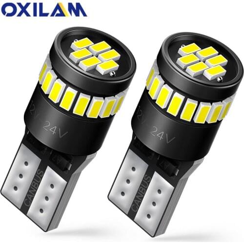 OXILAM 2Pcs T10 Wedge LED Lamp W5W 194 168 Socket Car Lights Parking Side Marker License Plate Interior Light White Red Yellow