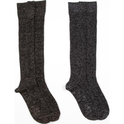 PEONFLY Shiny Flash Color Gold Silver Silk Heap Socks Women Cute Funny Solid Color Casual Ventilation Long Cotton Socks Autumn