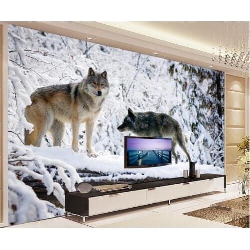 Custom photo wallpaper Snow Wolf modern minimalist TV background wallpaper 3d mural wallpaper