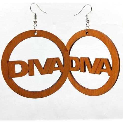 Roform Wholesale 12 Pairs Good Quality Wood Earrings Brown Hollow African style Earings for women Diva Pendant 2020 novelty