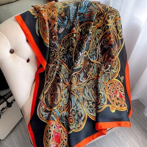 2021 luxury brand long scarf silk scarf shawl painted shawl painting pashmina Women Wrap Hijab Foulard Scarves Female Summer