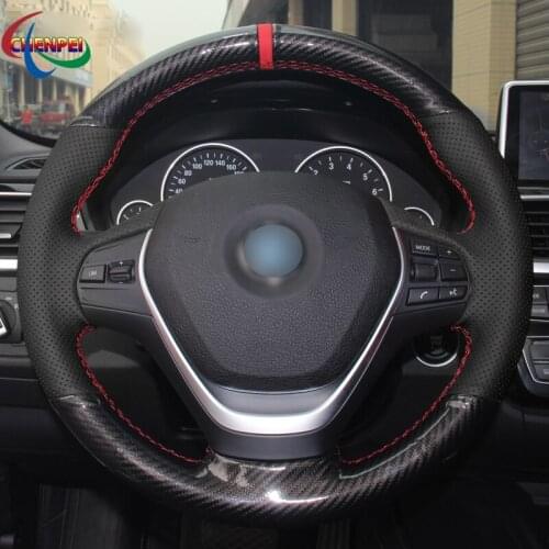 DIY Anti-Slip Black Leather PU Carbon Fiber Car Steering Wheel Cover For BMW 316i 320i 328i 320d F20 F45 F30 F31 F34 F32 F33