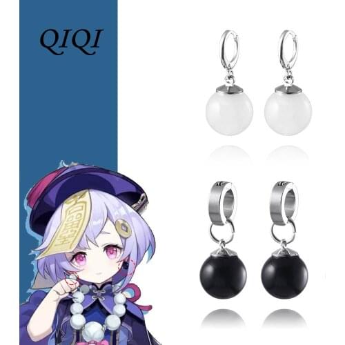 Game Genshin Impact Qiqi Cosplay Earrings Ear Clip Cute Little Loli Halloween Carnival Costume Accessories Props