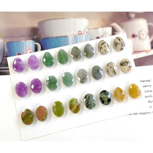 Natural Stone Ornament Material Straight Hole Drop-Shaped Oval Stone Accessories DIY Antique Hairpin Earrings
