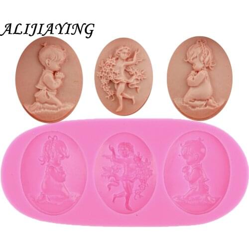 1Pcs Cute Boy Angel Shape Silicone 3D Mold Cookware Dining Bar Non-Stick Cake Decorating Fondant Mould Tools D0434