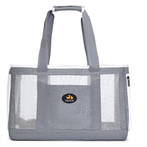 Pet Dog Carrier Bag Summer Breathable Carrier Bag for Small Dogs and Cats Portable Foldable Outdoor Travel Bag Handbag Tote Grey