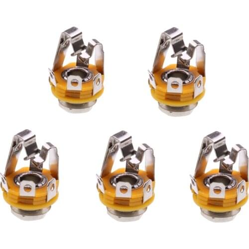 Tooyful 5 Pieces 6.35mm Stereo Input Output Jack Plug Sockets DIY for Electric Guitar Bass Parts