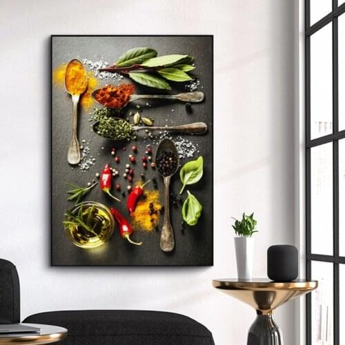 Herbs and Spices Kitchen Art Paintings on The Wall Canvas Posters and Prints Still Life of Herbs Wall Picture Home Decoration