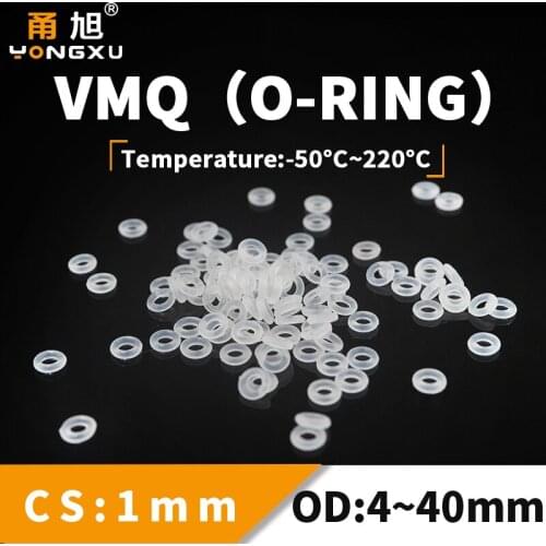VMQ O Ring Seal Gasket Thickness CS1mm OD4-40mm Silicone Rubber Ring Insulation Waterproof Washer Green Non-toxic White Plumbing