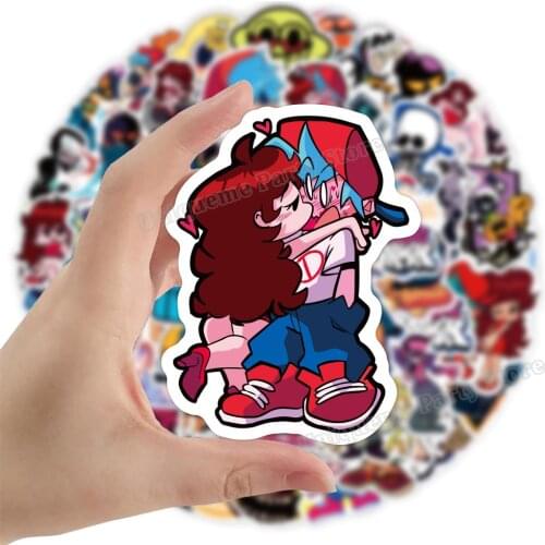 50pcs Friday Night Funkins Stationery Sticker PVC Water Proof Sticker Cartoon Graffiti Trolley Case Trunk Scooter Stickers Decor