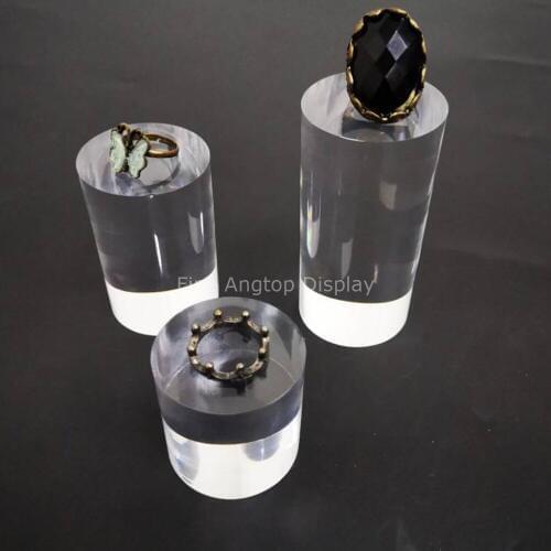 High Quality Clear Cylinder Acrylic Jewelry Display Earring Holder Rings Rack Round Column Block Display Stand 40mm Diameter