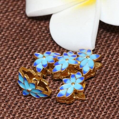 High grade fashion 10*16mm cute flower shape carved enamel blue cloisonne spacers accessories beads jewelry making 10pcs B2451