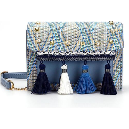 Women Leather Embroidery Messenger Bag Girl Shoulder Bags Female Bag Braccialini Brand Style Handicraft Art Cartoon Lace Tassel