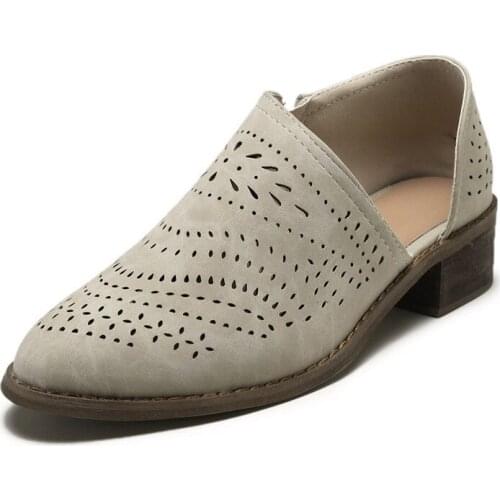 2021 Fashion Women Boots Spring Summer Block Low Heel Ladies Booties PU Leather Hollow Out Ankle Platform Shoes