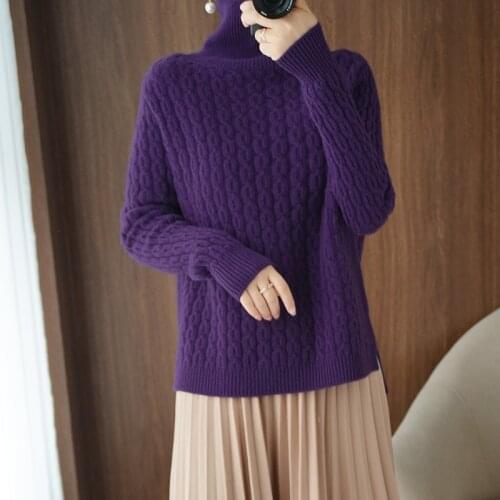 Adishree 2021 woman winter 100% Cashmere sweaters autumn knitted Pullovers High Quality Warm Female thickening Turtleneck