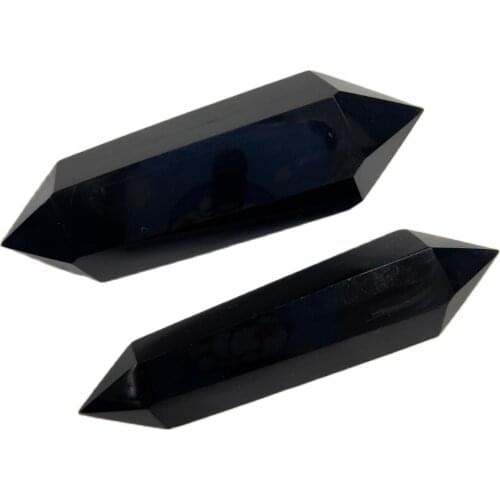 1pcs 100% Natural Obsidian Crystal Column Double-pointed Crystal Wand Hexagonal Ornaments for Home Decoration