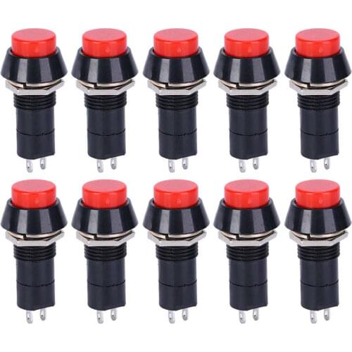 10Pcs PBS‑305A Red Self Locking Switch Plastic Latching Switch Industrial Supplies Push Button Switch