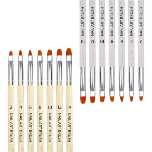 100 Sets Nail Brush Set 7Pcs Manicure UV Gel Brush Pen Transparent Acrylic Nail Art Painting Drawing Brush