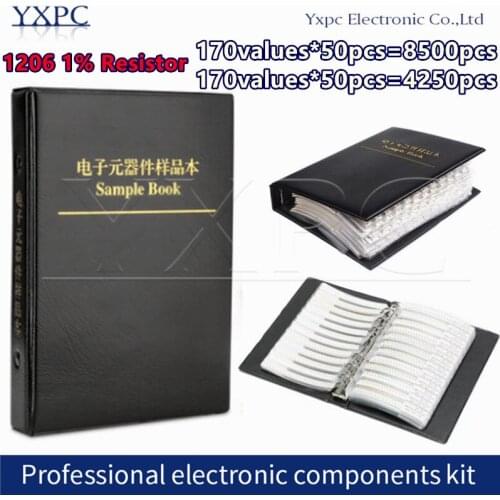 1206 1% Resistor Sample Book 170values*50pcs/25pcs 8500pcs 4250pcs 0R~10M SMD Assorted Kit 10K 100K 1K 1R 100R 220R