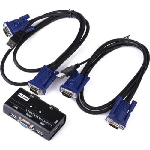 2 Port USB KVM switch Manual KVM Switch 1920x1440 with Cables 250MHz Plastic Hot plug and Play MT-260KL