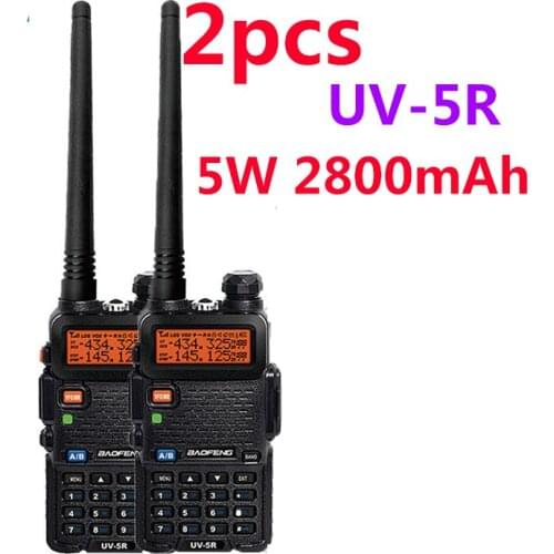 2pcs 2021 BAOFENG uv-5r v5r hf transceiver for walk talk vox sos led flashlight fm radio communication 10km hunting 2 way radio