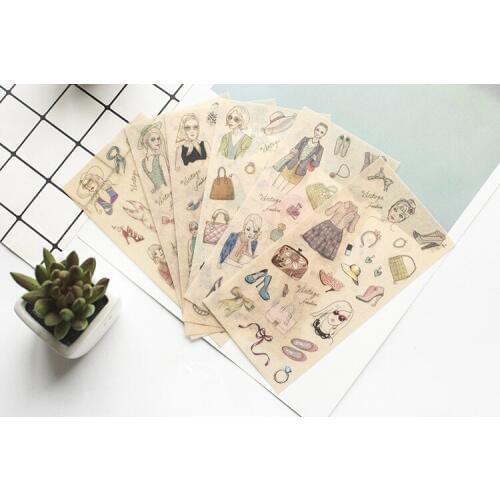 6pcs Fashion girl paper sticker Organizer Calendar Diary Book Planner Scrapbook Decoration Diary Sticker papeleria
