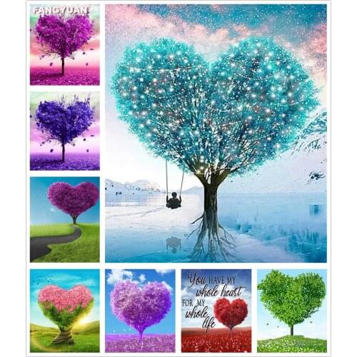 5D Diamond Painting Tree Diy Mosaic Landscape Full Square Round Diamond Embroidery Cross Stitch Heart Wall Decor Art Craft Kit