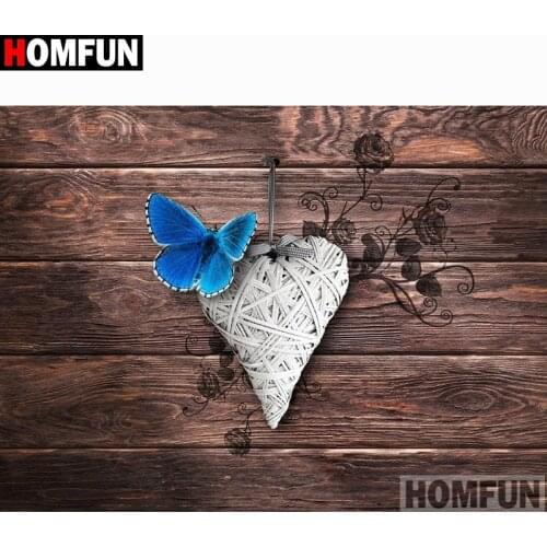 HOMFUN Full Square/Round Drill 5D DIY Diamond Painting "Butterfly heart" Embroidery Cross Stitch 5D Home Decor A15798