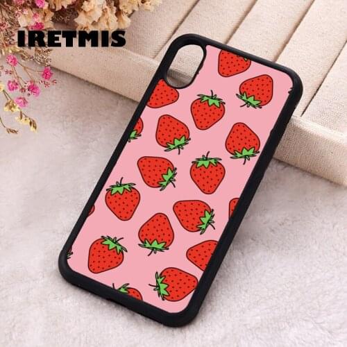 Iretmis 5 5S SE 2020 Phone Cover Case for iPhone 6 6S 7 8 Plus X Xs XR 11 12 Mini Pro Max Silicone TPU Strawberry