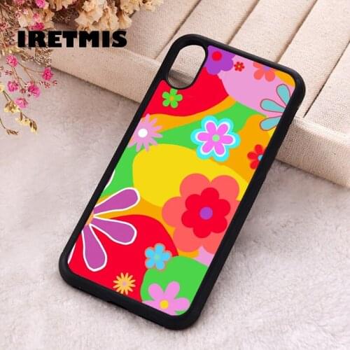 Iretmis 5 5S SE Phone Cover Cases for iPhone 6 6S 7 8 Plus X Xs Max XR 11 12 MINI Pro Rubber Silicone Groovy Flowers Colorful