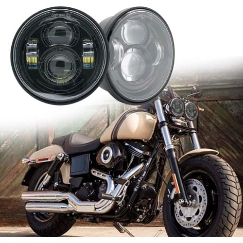 Black 4.65" 9" inch LED Headlight with Daytime Running Lights For Dyna Fat Bob