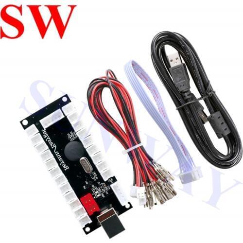 Black Color New Zero Delay USB PC Joystick PCB Board USB Controls with 2PIN Cable To MAME Games & Mini Top Arcade Machine