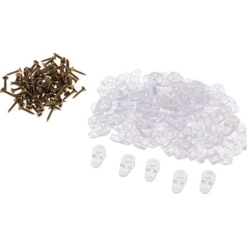 CNIM Hot 100X White Plastic Glass Clips Mirror Screen Retainers Cabinet Furniture Fix Clips