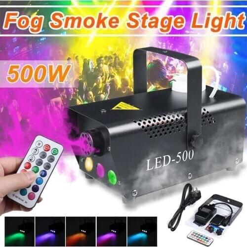 Fog Smoke Mist Machine Light 500W Sound Activated Strobes Laser Light RGB LED Party Light Christmas DJ Bar Home KTV Party