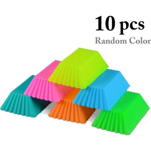 10Pcs Muffin Mold Silicone Rectangle Cake Maker Tools Nonstick Homemade DIY Egg Tart Mould Cocina Baking Accessories