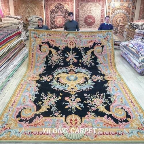 Yilong 9.55'x12.2' Handmade new zealand savonnerie wool chinese carpets and rugs (ZSH013W)