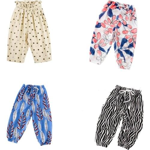 2021 Summer Baby Pants Kids Clothes Fashion Korean Style Harem Pants for Boys Girls Childrens Linen Cropped Trousers