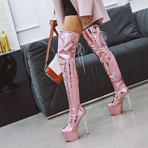 Lsewilly New Over The Knee Boots Light Club Super Thin High Heel Women Boots Fashion Zipper Long Boots Autumn Winter Shoes K201