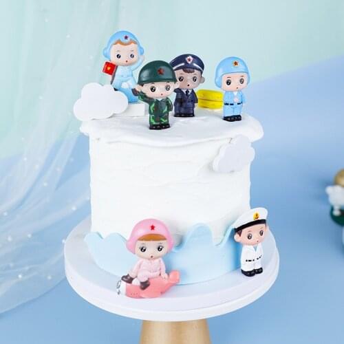 Boy Soldiers Navy Pilots Army Special Forces Plastic Dolls Decorati Cake Topper Cloud Baby 100 Day Wedding Party Decor Supplies