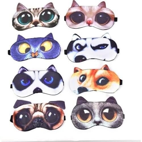 Women Men Sleep Eyeshade Eye Cover Natural Sleeping Soft Blindfold Eyepatch Cute Cat Dog Sleep Mask Eyeshade Cover Eye Mask