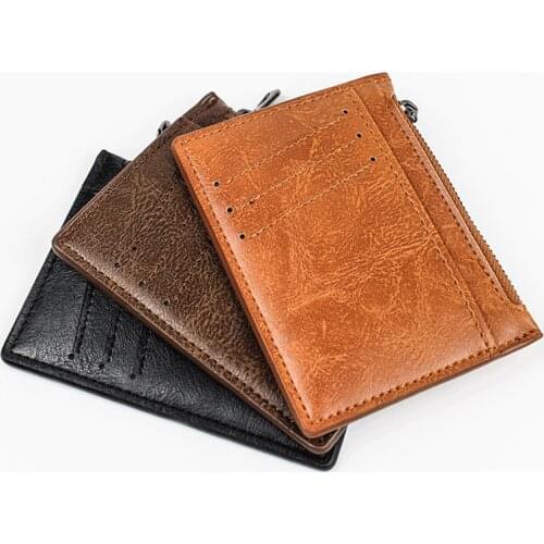 Multifunctional Zipper Wallet Simple Artificial Leather Solid Color Coin Purse Bank Card Holder Card Cover Simple Cards Wallet