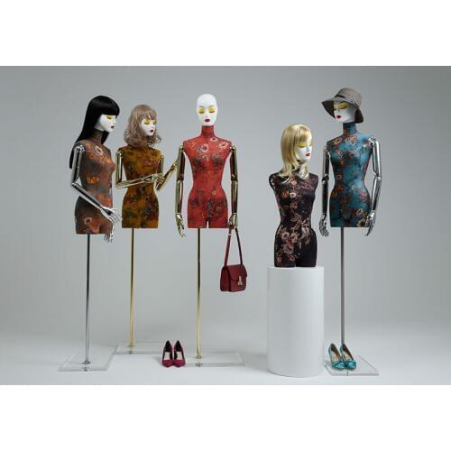 Fashionable Dressmaking Fabric Mannequin Clothing Store Female Bust Model Shelf