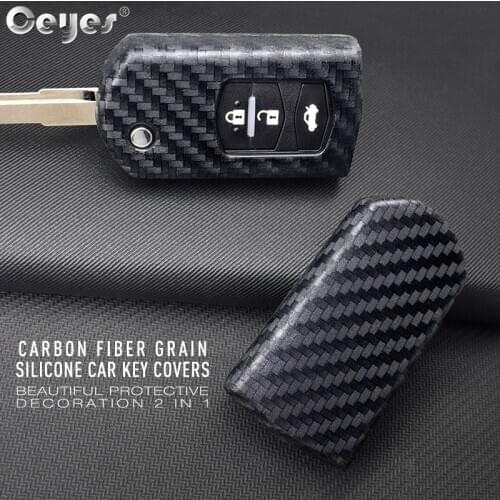 Ceyes Auto Remote Fold Key Stickers Shell Cover For Mazda Miata Demio 2 3 5 6 M3 M5 CX-5 Car Styling Carbon Fiber Holder Case