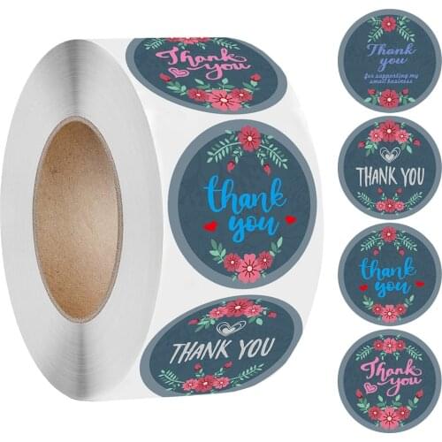 50-500pcs Spot Round Adhesive Stickers for Flower Pattern Thank You Sticker for Mothers Day Gifts Label for Crafts Decoration