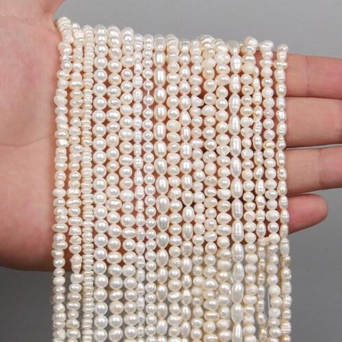 2-5MM Small Natural Freshwater Pearl Beaded High Quality Rice Round Baroque Potato Shape Punch Loose Pearls Beads Make Jewelry