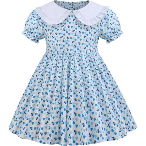 2021 Newest Summer Short Sleeve Dresses for Girls Floral Pattern Girls' Dresses Kids Dress Teenage Costumes for Girls
